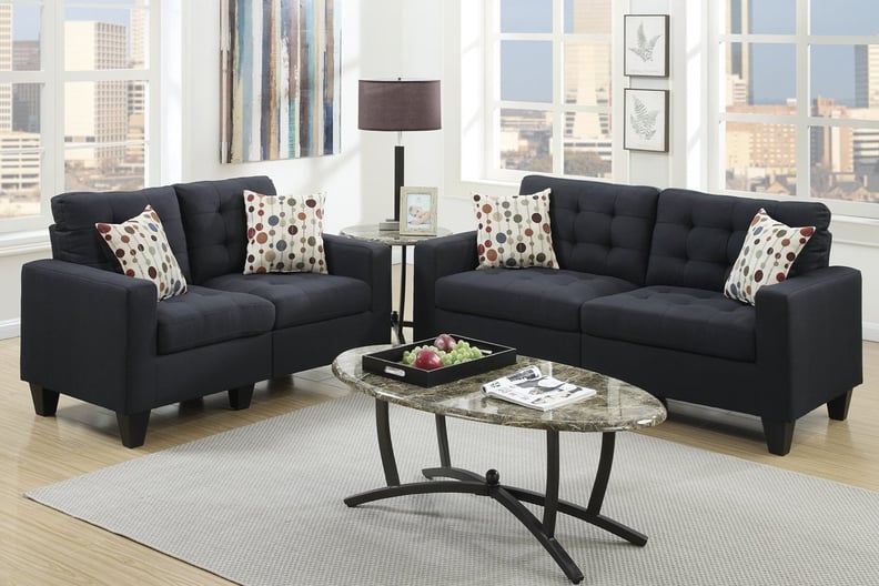 Poundex Bobkona Windsor Linen-Like 2 Piece Sofa Set