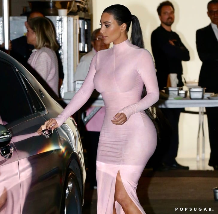 Kim Kardashian Pink Dress at Kylie Jenner's Skincare Party