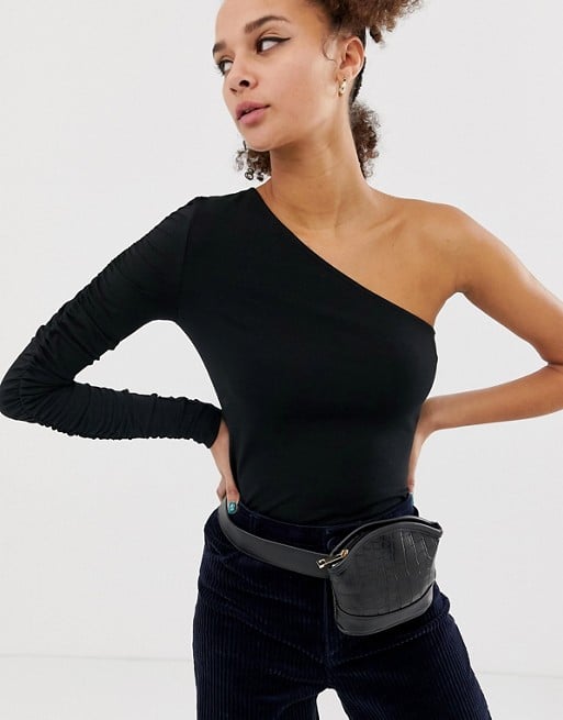 Noisy May One-Shoulder Gathered Sleeve Top