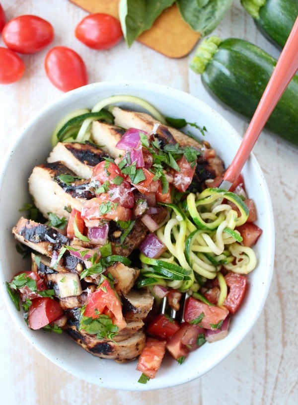 Bruschetta Grilled Chicken Zucchini Noodles