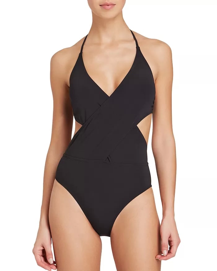 Tory Burch Solid Wrap One Piece Swimsuit Women