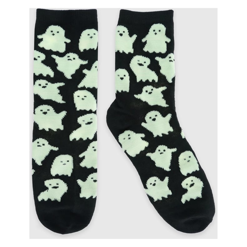 Glow-in-the-Dark Ghost Crew Yarns Halloween Socks
