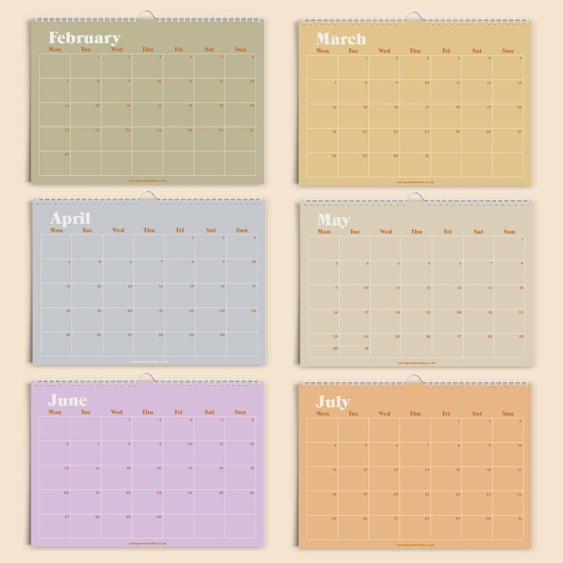 A Colourful Calendar: 2022 Pastels Minimalist Monthly Wall Calendar