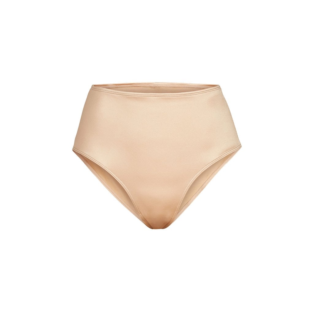 SKIMS Stretch Satin High-Waisted Brief in Honey