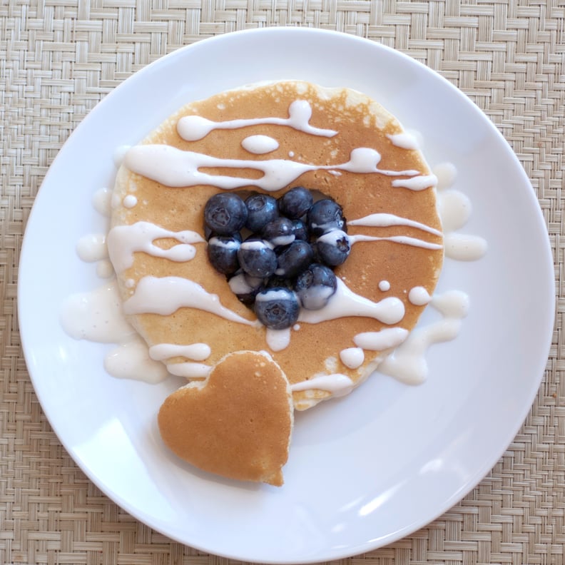 Heart Pancakes With Greek Yogurt/Maple Syrup Sauce