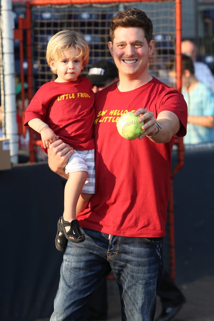 Michael Bublé and Son Noah Throwing Out First Pitch POPSUGAR Celebrity