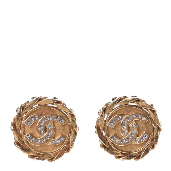 Chanel Crystal CC Chain Clip On Earrings