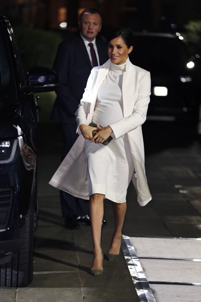Meghan Markle White Calvin Klein Dress and Coat 2019