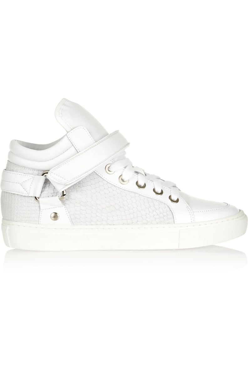 Maje Croc Effect-Paneled Leather High-Top Sneakers