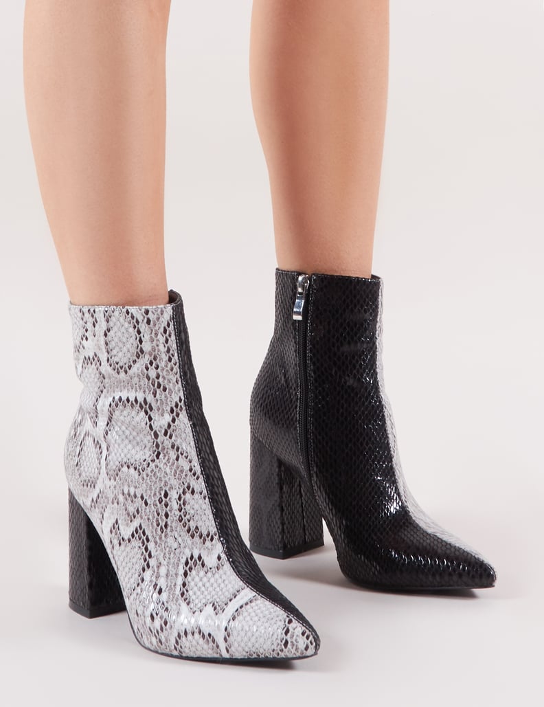 Public Desire Hyper Two Tone Snake Ankle Boots