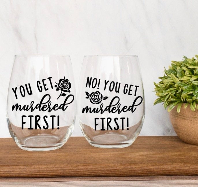 Funny Wine Glass But First Wine