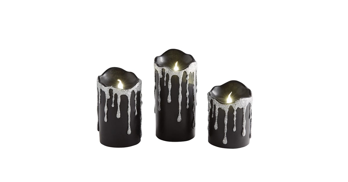 Black and Silver LED Pillar Candles Set of Three Best Pier 1