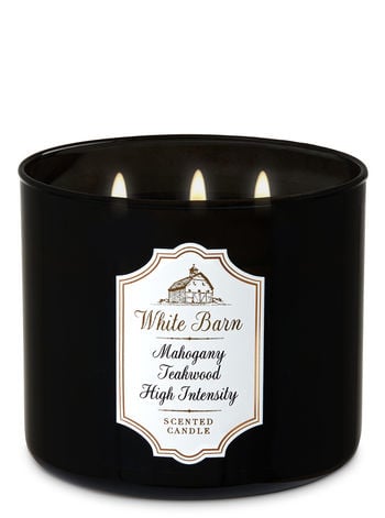 Bath & Body Works White Barn Mahogany Teakwood High Intensity Three-Wick Candle