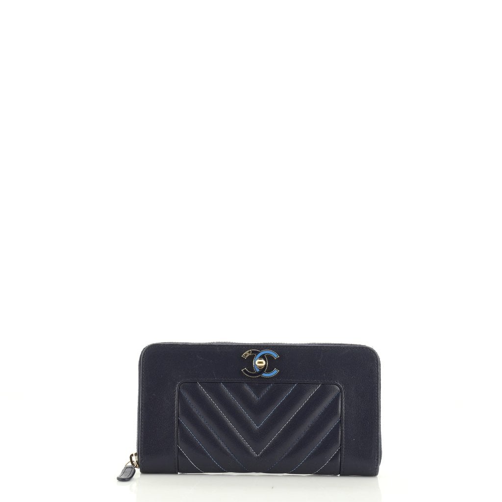 Chanel Mademoiselle Vintage Quilted Zip Around Wallet