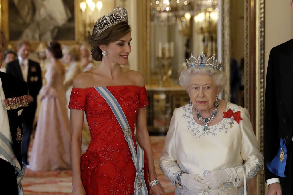 Queen Letizia's Off-the-Shoulder Red Gown July 2017