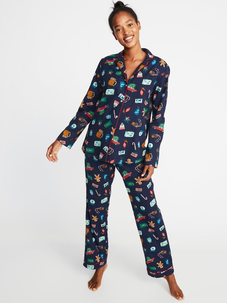 Patterned Flannel Pajama Set