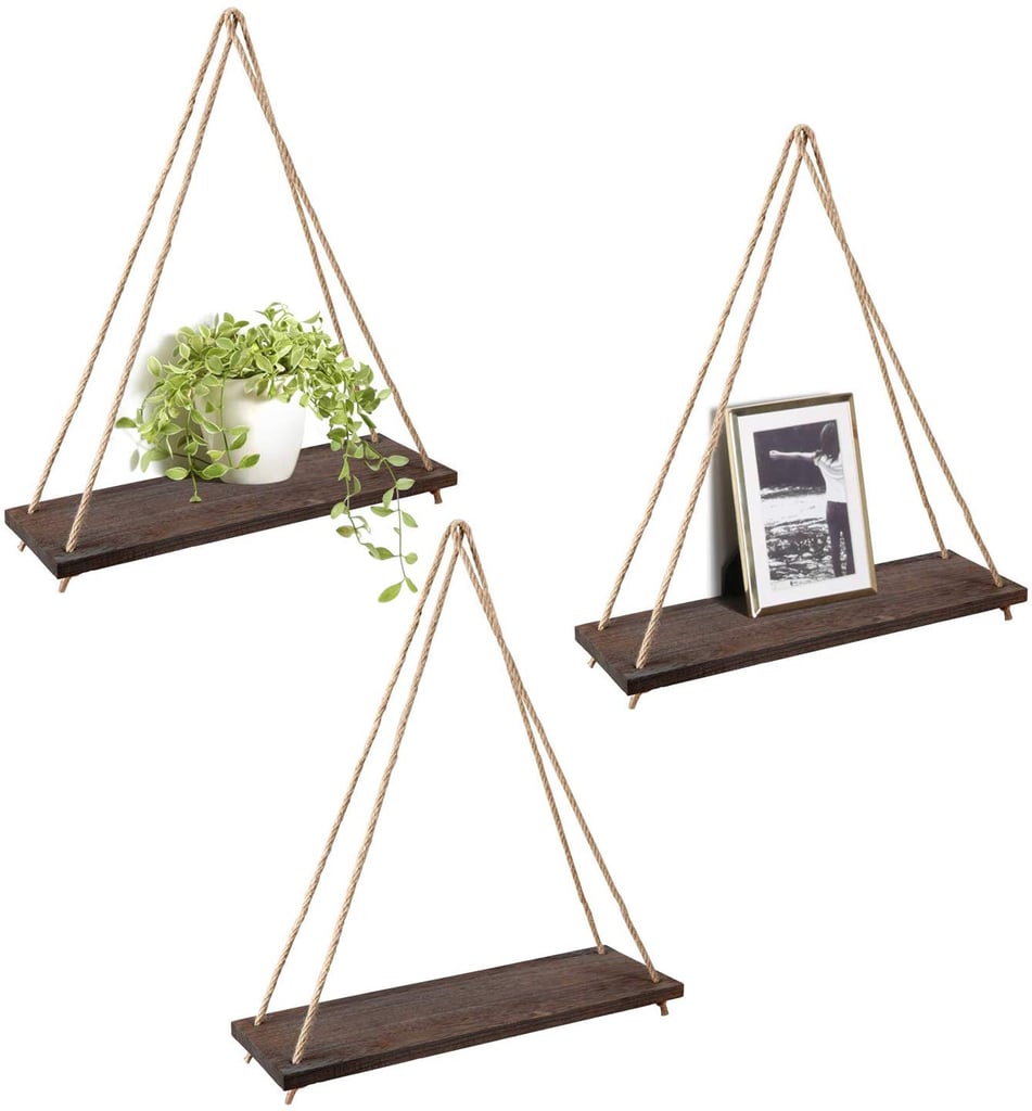 Mkono Wood Wall Floating Hanging Swing Rope Shelves Best Home Decor