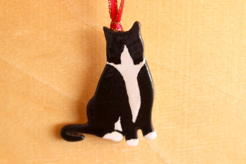 Ceramic Tuxedo Cat Ornament