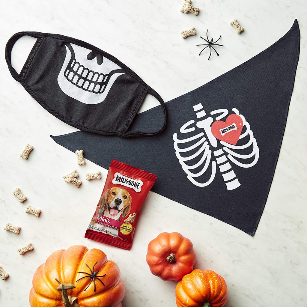 Milk-Bone Halloween Face Mask and Dog Bandana — Skeleton Print Set For Small Dogs