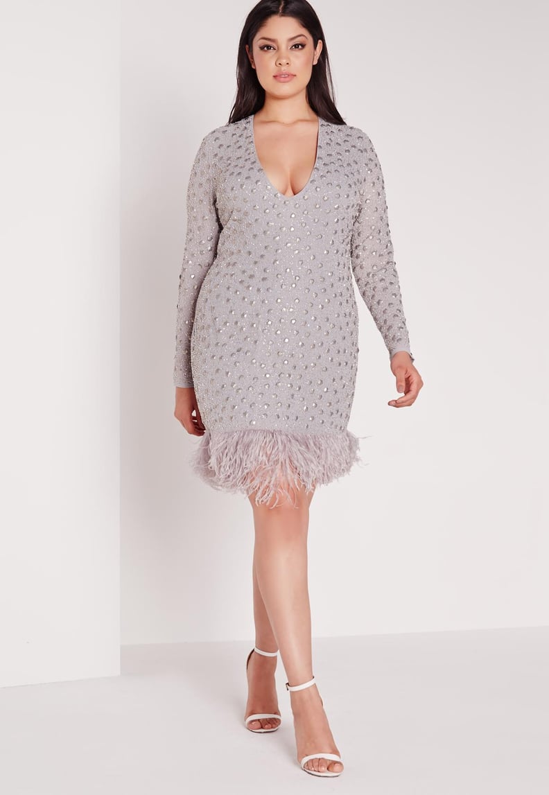 Missguided Feather Trim Mini Dress