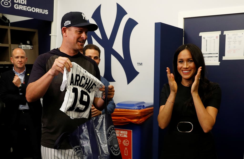 Meghan Markle Black Belted Dress at Baseball Game