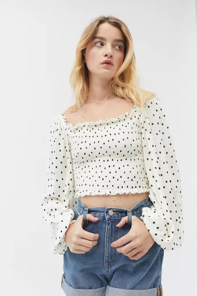 Urban Outfitters Ryan Smocked Square Neck Top