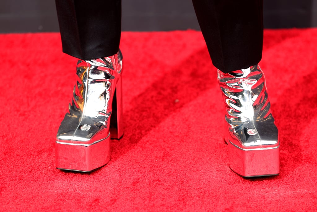 Bowen Yang's Metallic Platform Heels at the 2021 Emmys