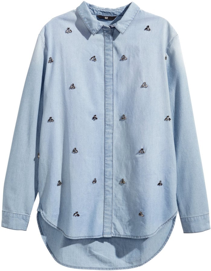 Denim Shirt With Rhinestones