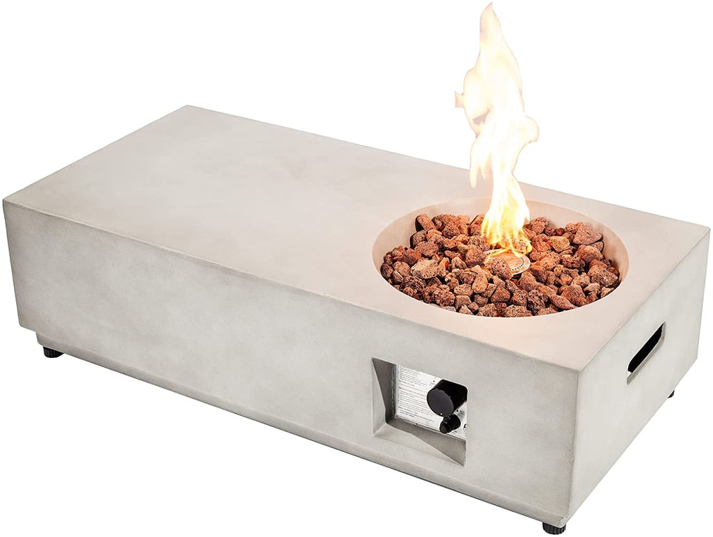 A Modern Fire Pit Table: UIXE Concrete Rectangle Fire Pit Table