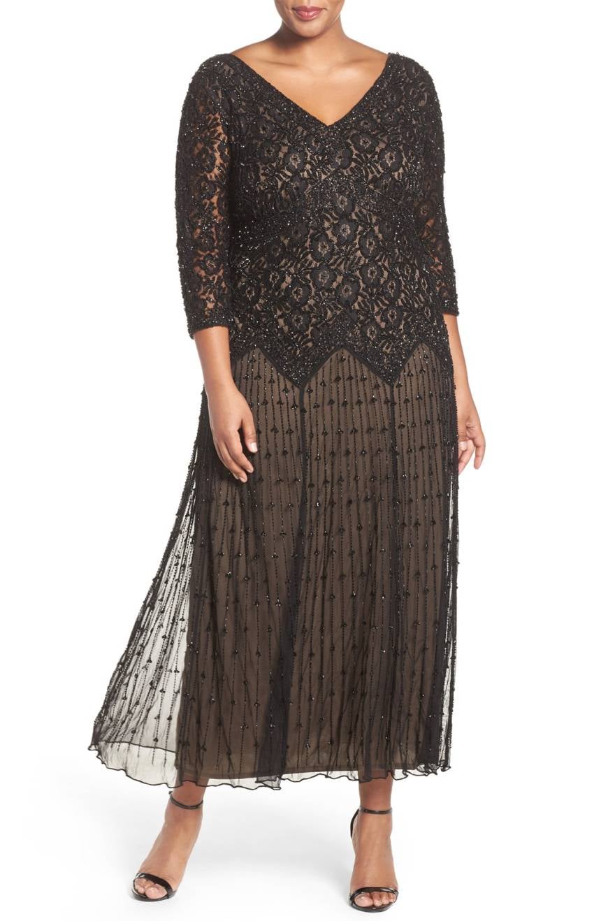 pisarro nights beaded illusion gown