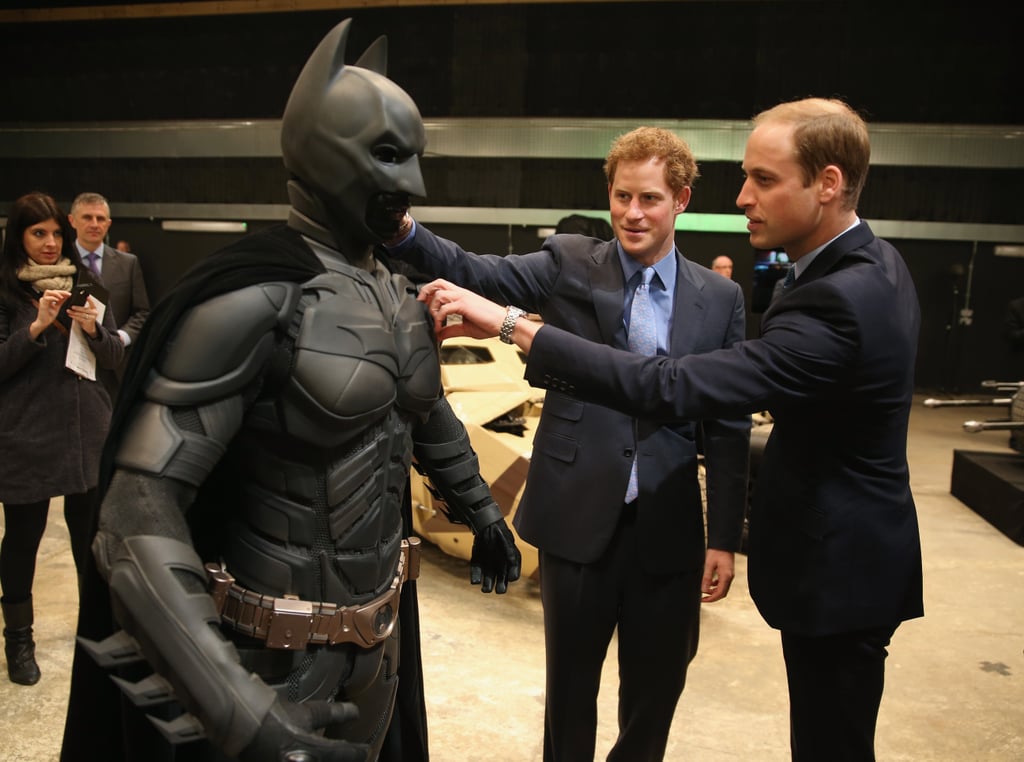 Harry and William couldn't help but get up close and personal with a Batsuit at Warner Bros. Studios in London back in April 2013.