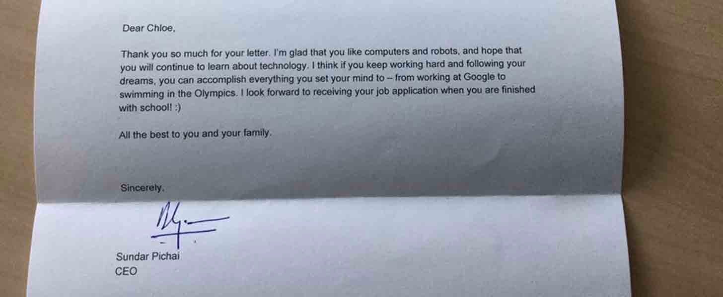 Google Ceo S Letter To Little Girl Asking For A Job Popsugar News