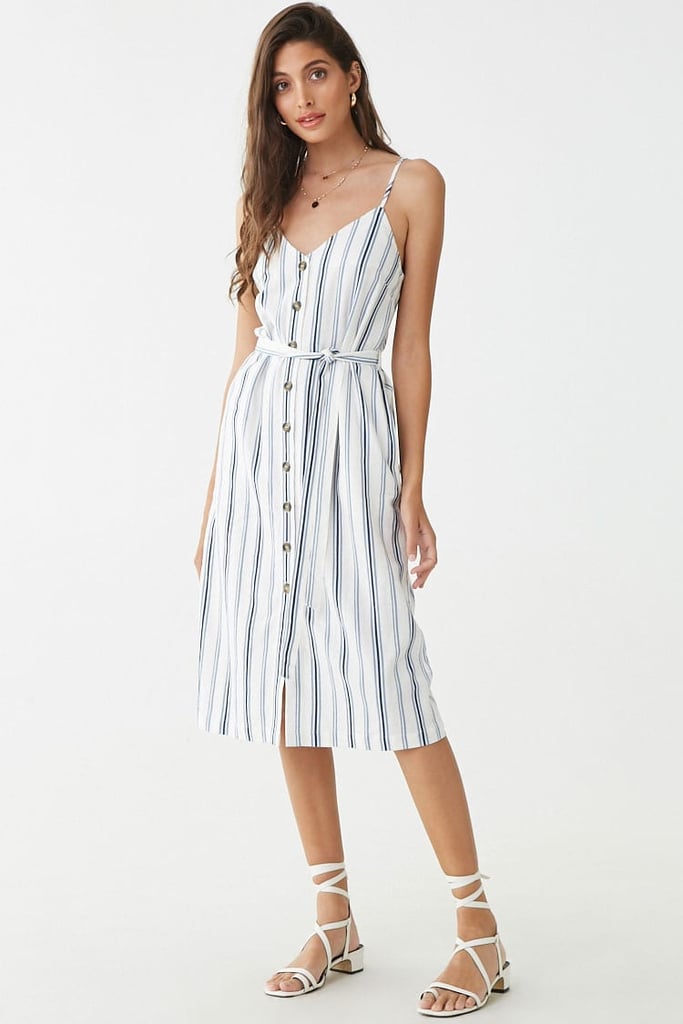 Striped Linen-Blend Cami Dress