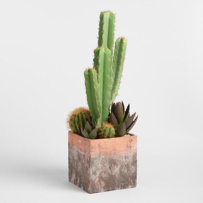 Large Faux Cactus and Succulent Arrangement in Pot