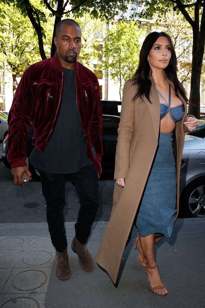 That time Kim shopped in Paris in a bikini, but Kanye covered up in his sweatshirt.