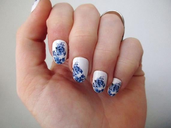 Blue Floral Decals