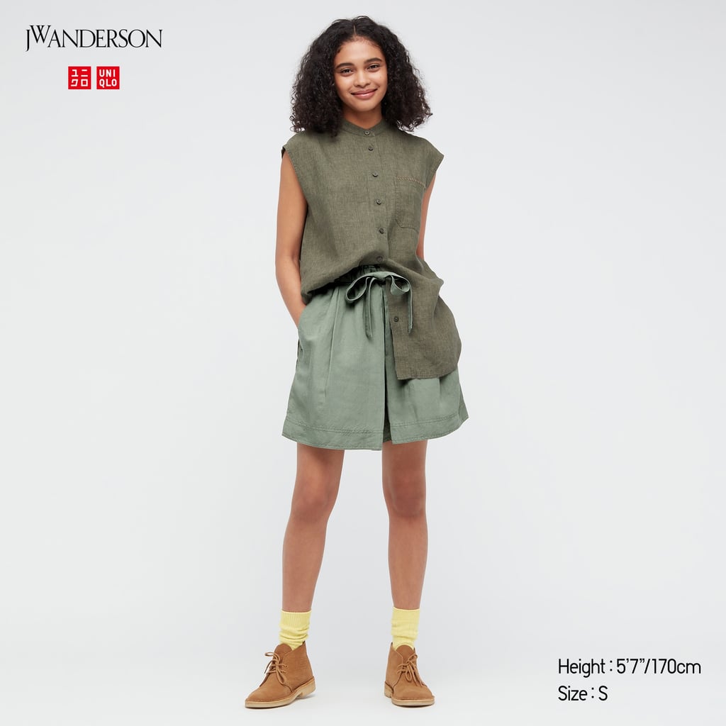 Linen-Blend Tucked Shorts