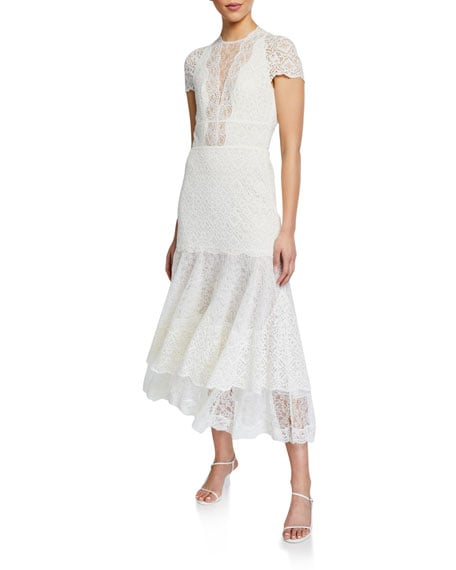 Jonathan Simkhai Multimedia Lace Tiered Midi Dress Chloe x