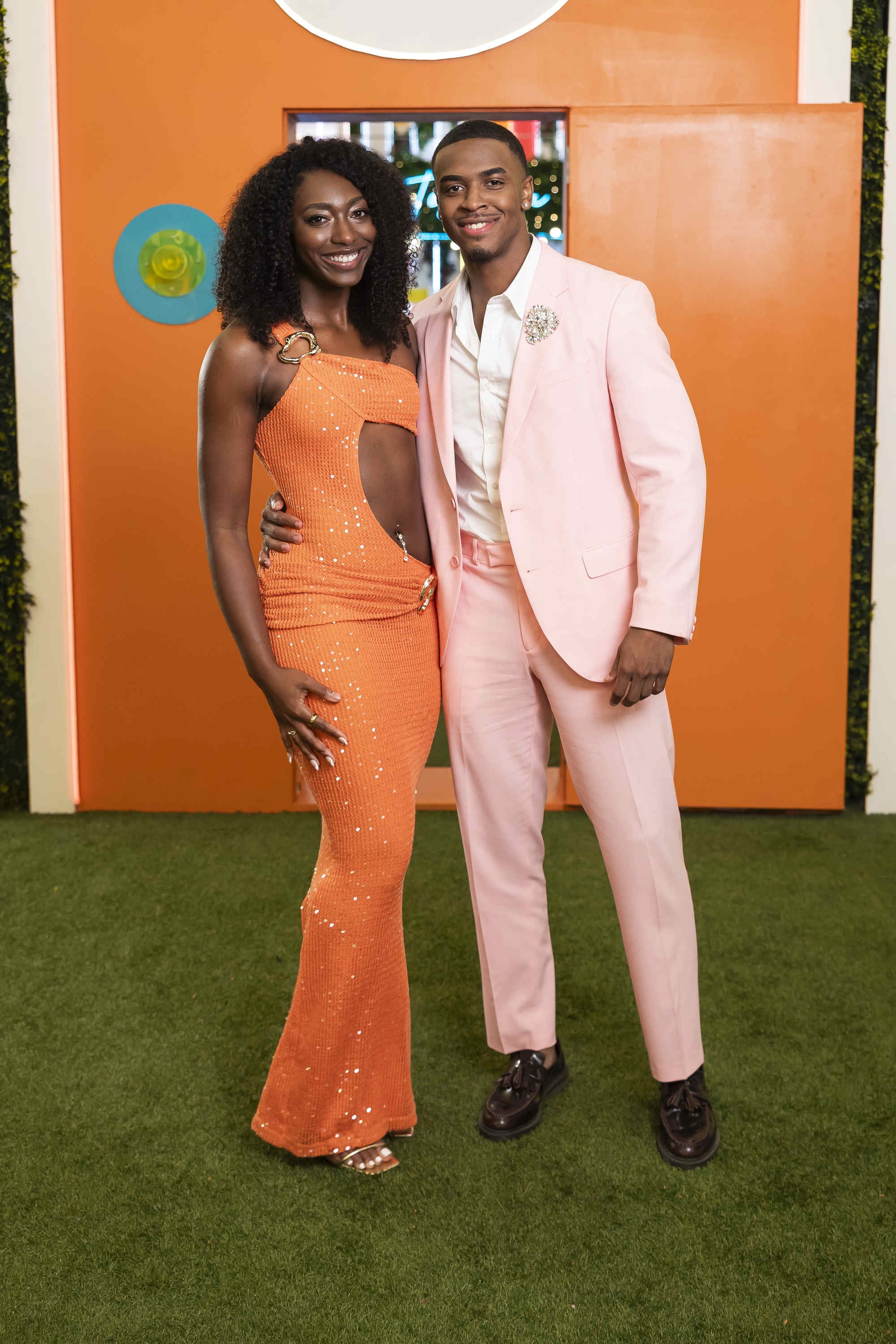 LOVE ISLAND USA -- Episode 801 -- Pictured: (l-r) Aniya Harvey, Kuman Dameon Chandler -- (Photo by: Ben Symons/Peacock via Getty Images)