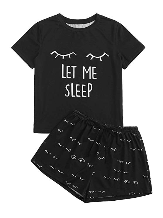 Wdirara Closed Eyes Pajama Set