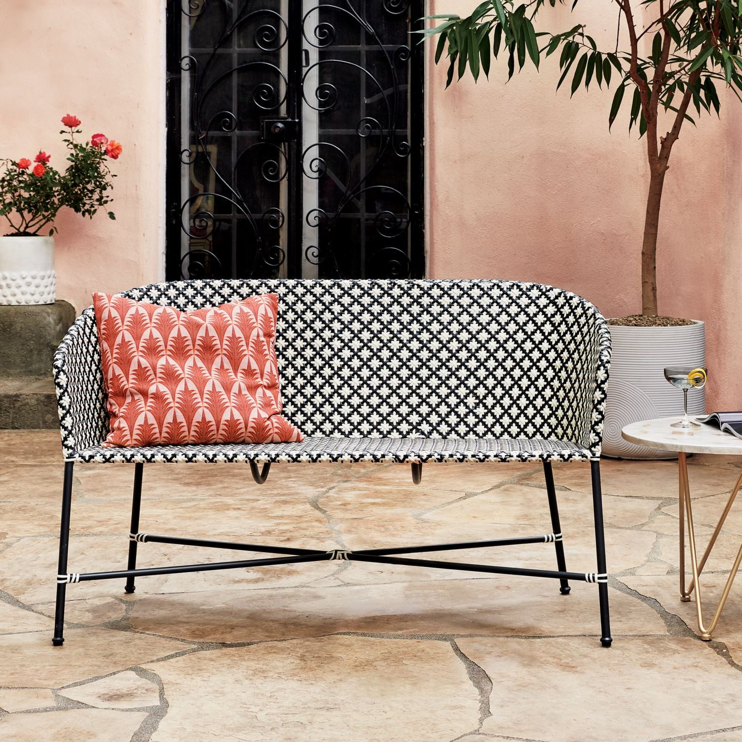 Black online wicker loveseat