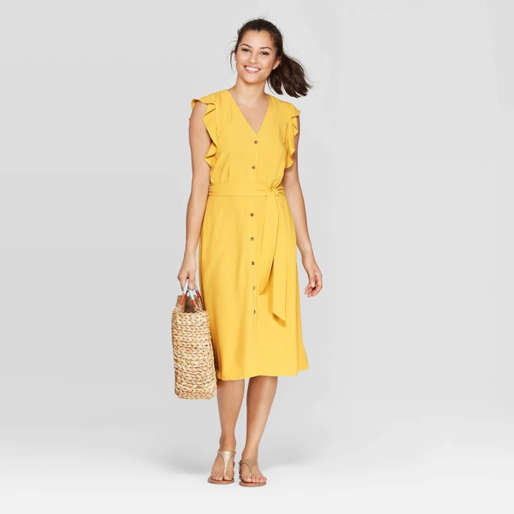 Short sleeve button front shop midi dress
