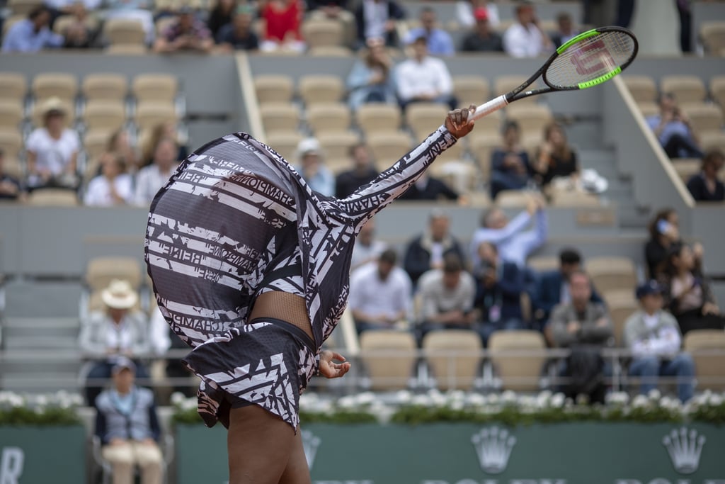 Serena Williams Off White Outfit With Text 2019 French Open