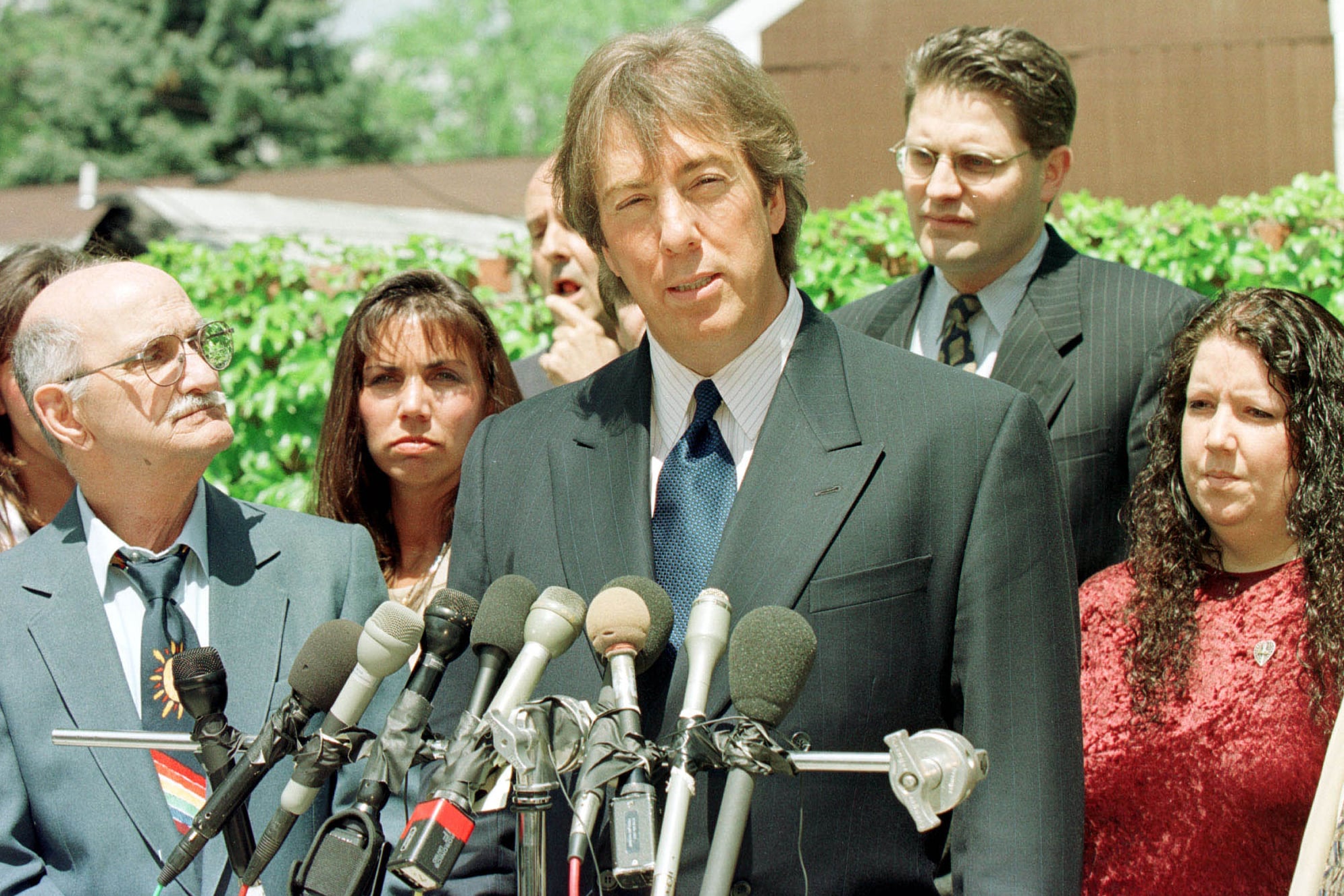 N 350770 003 May 7, 1999 Southfield, Michigan, Usa Attorney Geoffrey Fieger(R) Stands With Frank Amadure (L) And The Amadure Family At A Press Conference In Southfield, Mi.  (Photo By Bill Pugliano/Getty Images)