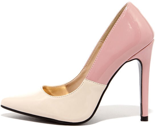 Lulu's Nude and Blush Colorblock Patent Pumps ($30) | Fall Shoe Trends ...