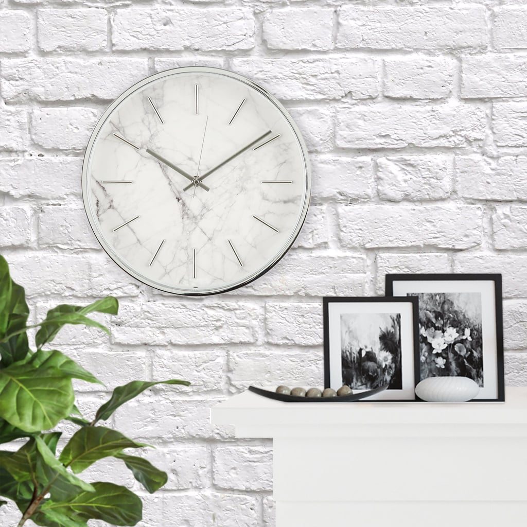 Better Homes & Gardens Chrome Finish Marble Pattern Clock