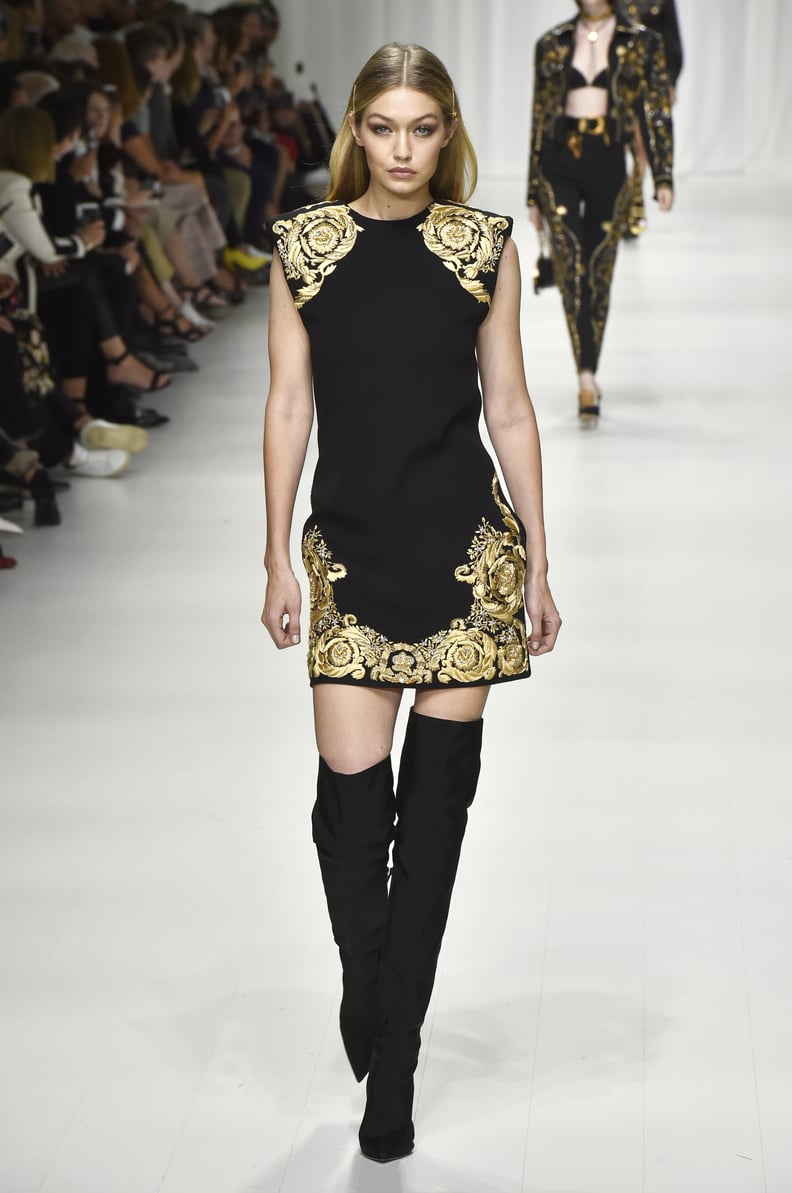 She Strutted Down the Catwalk in Black and Gold at Versace