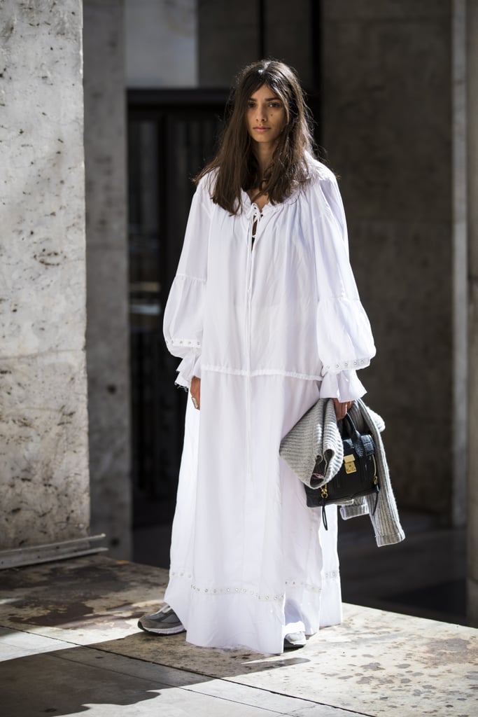 Style your ethereal maxi with sneakers.