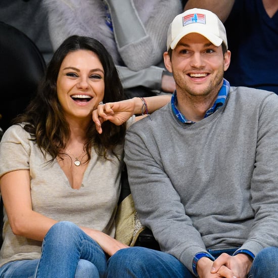 Mila Kunis and Ashton Kutcher at Lakers Game Dec. 2014