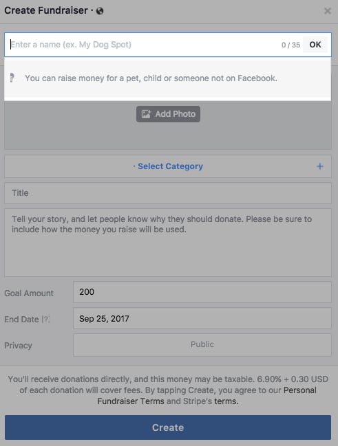 Tell your fundraiser's story and start receiving donations.